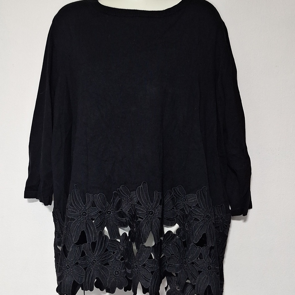 Lane Bryant Black Knit Sweater Appliques